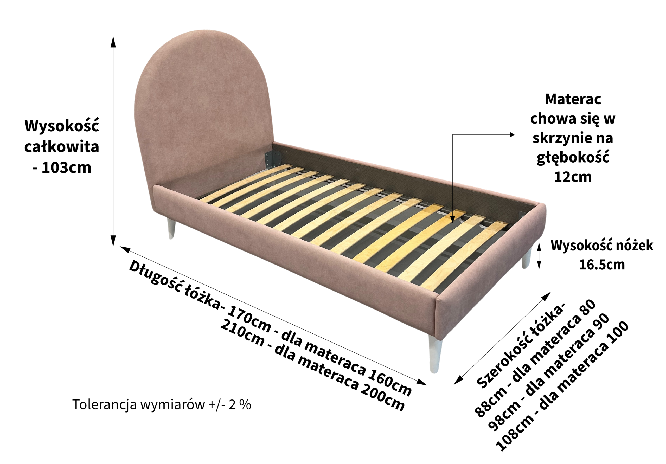 Kompaktowe wymiary łóżka