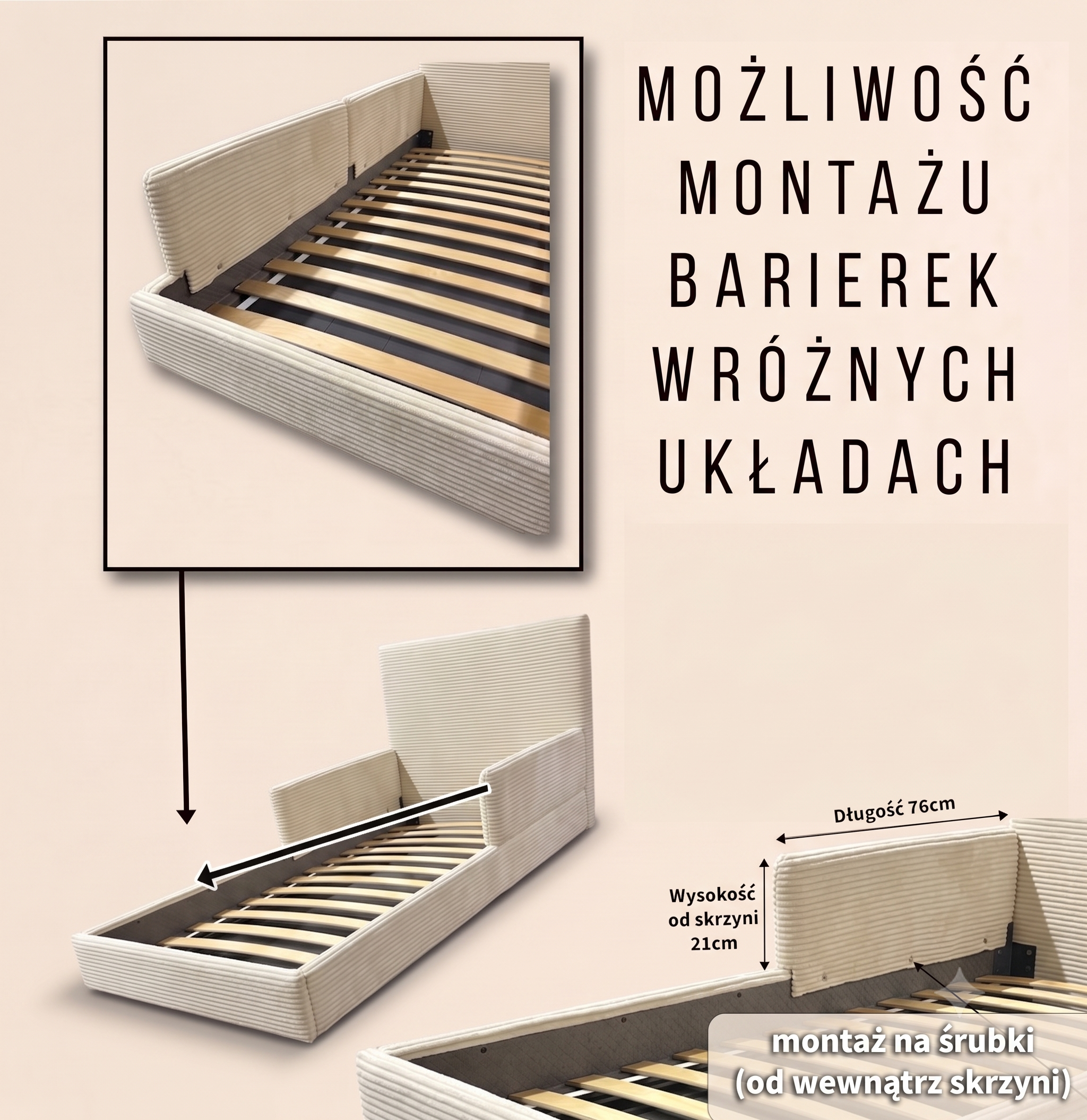 Barierki ochronne łóżko FABIO